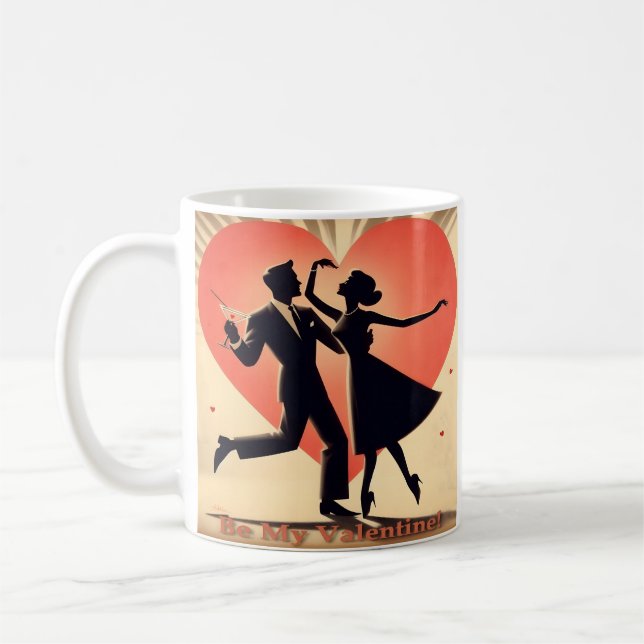 Mid Century Valentine Dancing Couple with Martini Coffee Mug (Left)