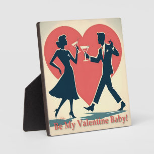 Mid Century Valentine Hip Martini Dancing Couple Plaque