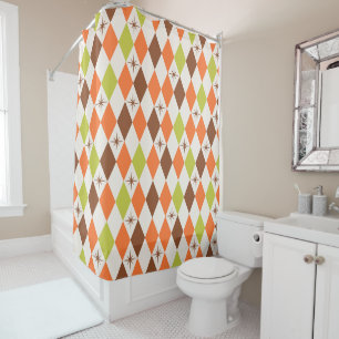 Mid-Century Vibes – Retro Geometric Shower Curtain