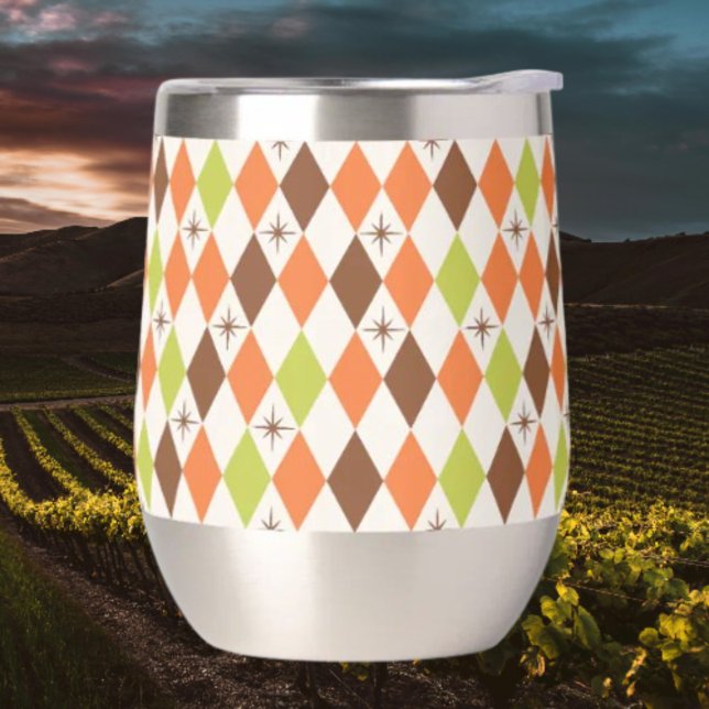 Mid-Century Vibes – Retro Geometric Stemless Wine  (Creator Uploaded)