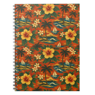 Mid Century Vibrant Hawaiian Shirt Print Notebook