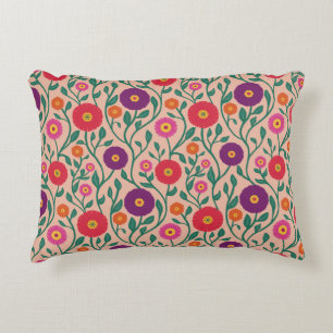 Mid-Century Vine Flower Garden Garland Peach Accent Pillow