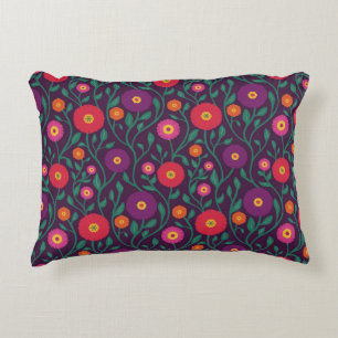 Mid-Century Vine Flower   Garden Garland Plum Accent Pillow