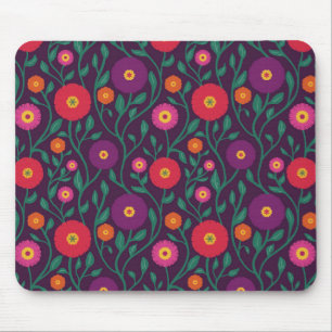 Mid-Century Vine Flower Garden Garland Plum Mouse Pad