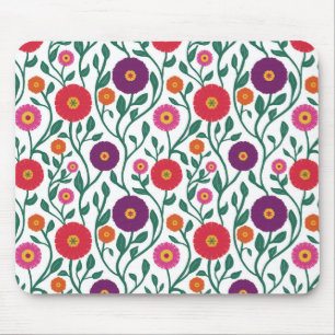 Mid-Century Vine Flower Garden Garland White Mouse Pad