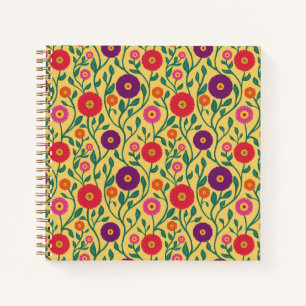 Mid-Century Vine Flower   Garden Garland Yellow Notebook