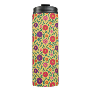 Mid-Century Vine Flower   Garden Garland Yellow Thermal Tumbler