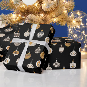 Mid Century Vintage Atomic Christmas Ornament Wrapping Paper