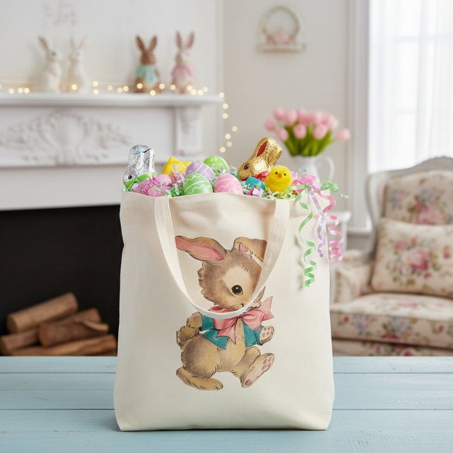 Mid Century Vintage Dapper Bunny Rabbit Tote Bag (Mid Century Vintage Dapper Bunny Rabbit Tote Bag)