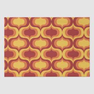 Mid Century Vintage Orange Yellow Red Ogee Pattern Tissue Paper