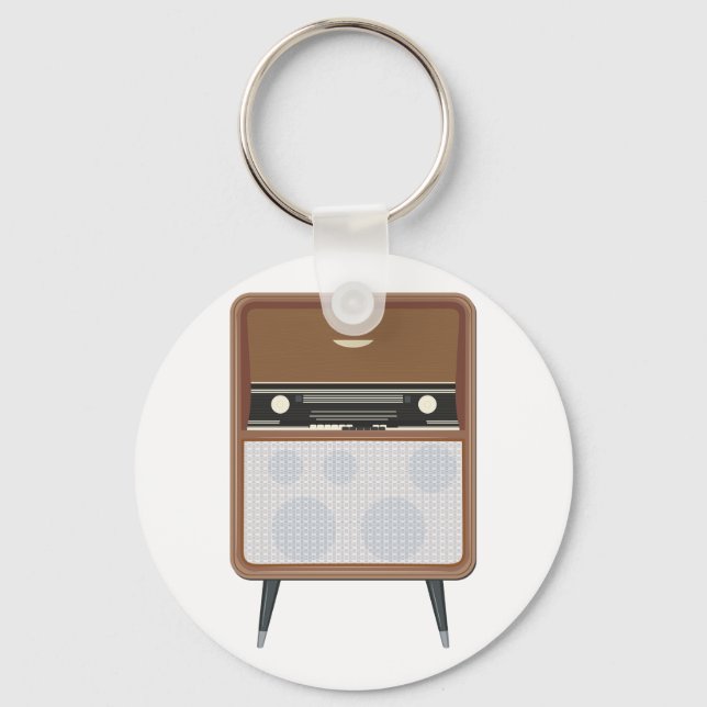 Mid Century Vintage Radio Retro Music Lover Keychain (Front)