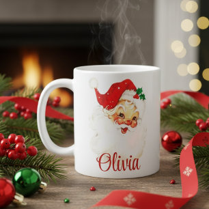 Mid Century Vintage Santa Claus Custom Christmas Coffee Mug