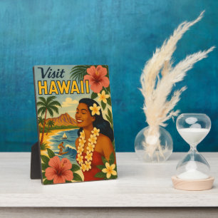 Mid Century Visit Hawaii Tourism Art Plaque