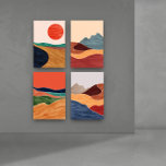 Mid-Century Wall Art-Abstract Landscapes<br><div class="desc">Set of 4 mid-century abstract landscapes,  wall art. Sugester black border frame.</div>