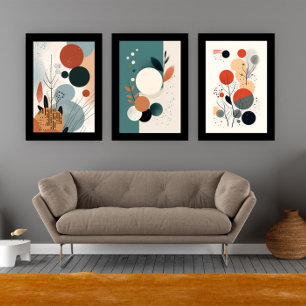 Mid-Century Wall Art-Shapes and Abstract Leaves