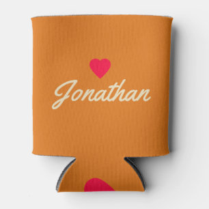 Mid-Century Warm Citrus Vintage Heart Signature Can Cooler