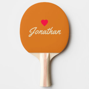 Mid-Century Warm Citrus Vintage Heart Signature Ping Pong Paddle