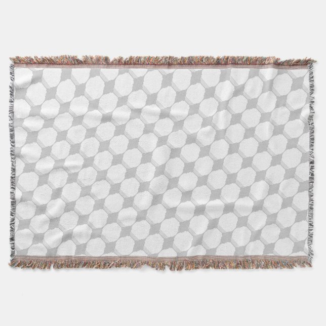 Mid-Century White and Grey Ovals and Circles Throw Blanket (Front)