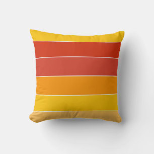 Mid Century Yellow and Orange Stripes Throw Pillow