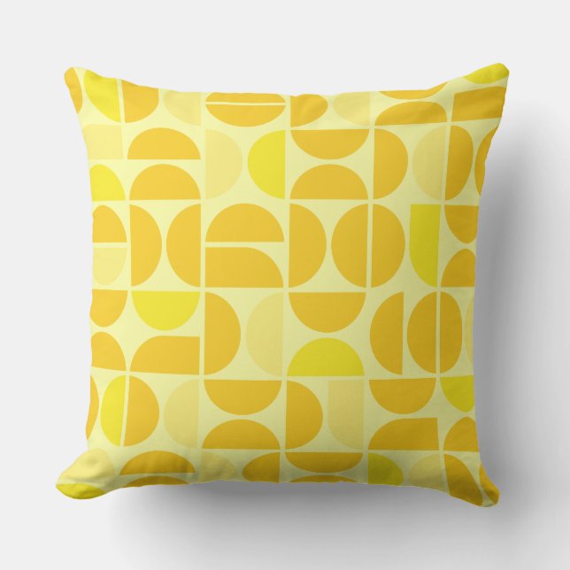 Mid Century Yellow Tiles Throw Pillow (Front)