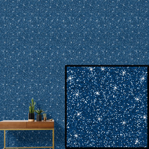 Mid Dark Blue with Sparkle Stars Wallpaper