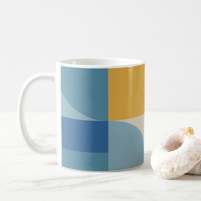 Mid geometry abstract shapes Pattern Coffee Mug (With Donut)
