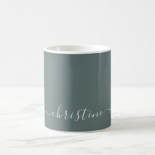 Mid Gray White Minimalist Modern Name Custom 015 Coffee Mug