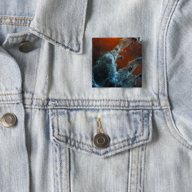 Mid-Infrared The Pillars Of Creation. 2 Inch Square Button (In Situ)