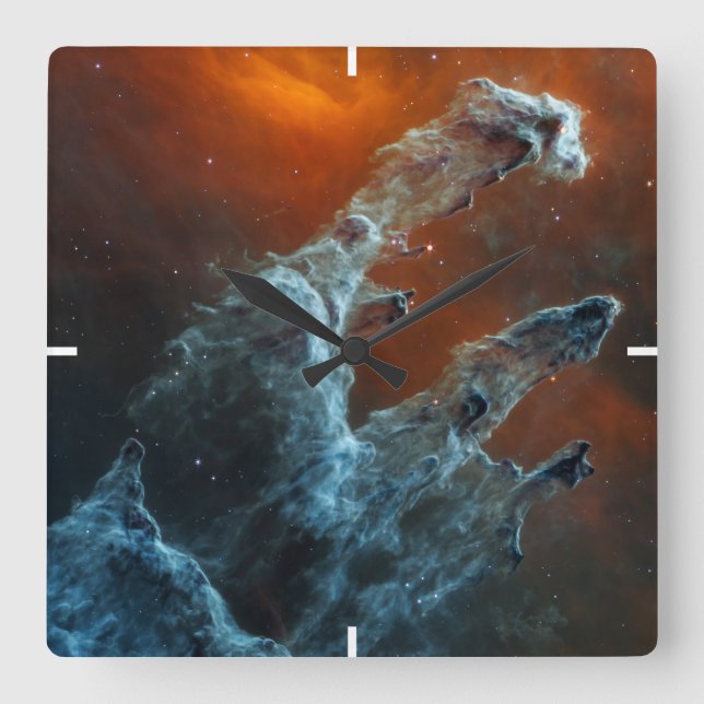 Mid-Infrared The Pillars Of Creation. Square Wall Clock (Front)
