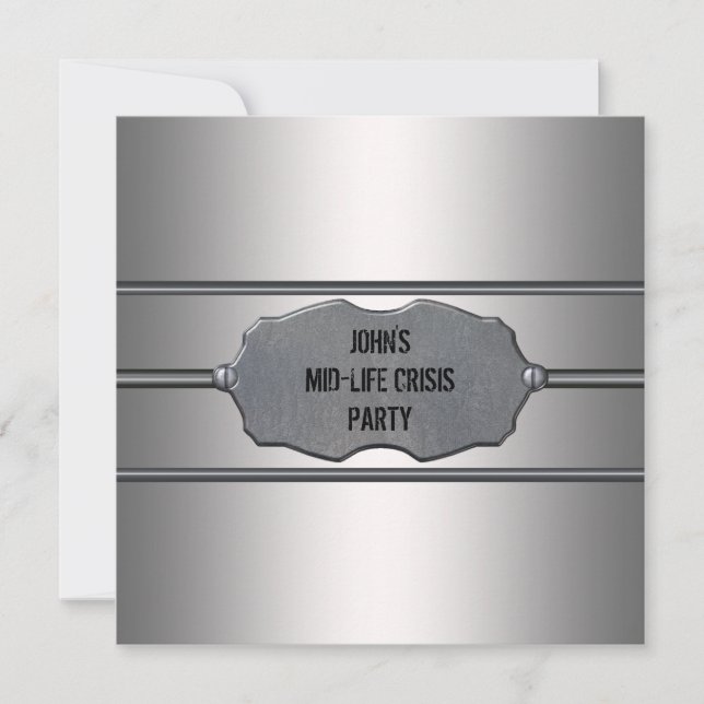 Mid Life Crisis Mans Black 40th Birthday Party Invitation (Front)