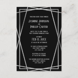 Mid Mod B&G Design- 3x5 Wedding/Reception Invite