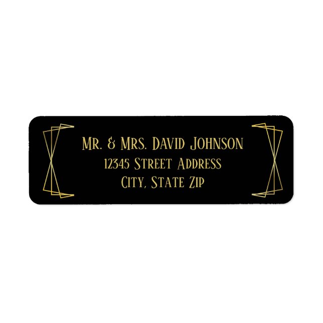 Mid Mod Black Design - Étiquette d'adresse de reto (Devant)