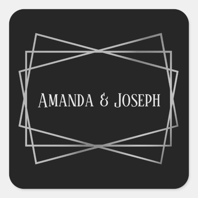 Mid Mod Black & Grey Design - Square Sticker (Front)