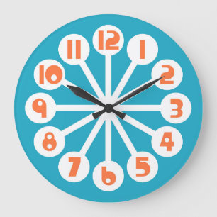 Mid Mod Blue and Orange Large Clock