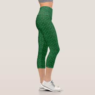 Mid Mod Garland Green High Waisted Capri Leggings