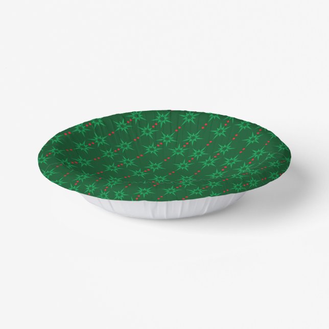 Mid Mod Garland Green Paper Bowl Paper Plate (Angled)