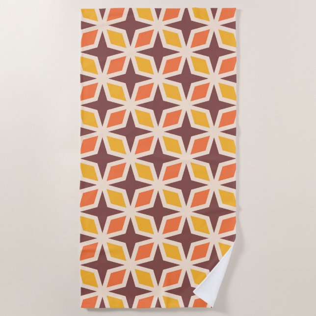 Mid Mod Geometric Star Pattern Beach Towel (Front)