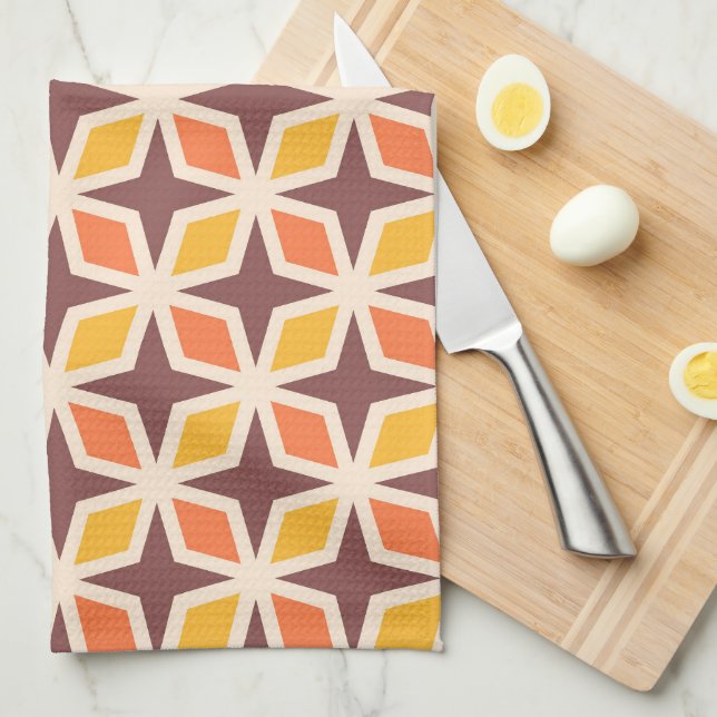 Mid Mod Geometric Star Pattern Kitchen Towel (Quarter Fold)