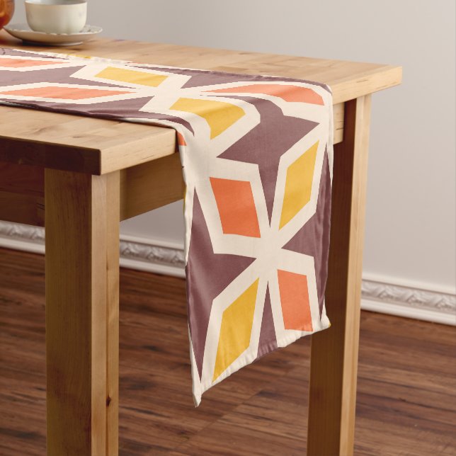 Mid Mod Geometric Star Pattern Short Table Runner (In Situ)