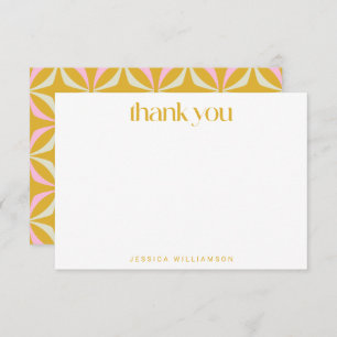 Mid Mod Geometric Yellow Pink Custom Bridal Shower Thank You Card