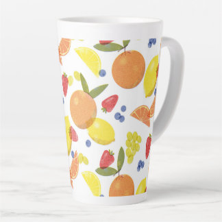Mid Mod Grungy Risograph Farmers Market Fruit Latte Mug