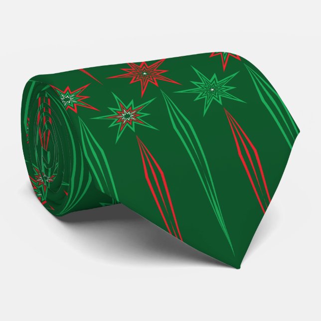 Mid Mod Icicles Green Neck Tie (Rolled)