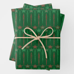 Mid Mod Icicles Green Wrapping Paper