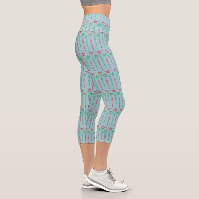 Mid Mod Icicles High Waisted Capri Leggings (Right)