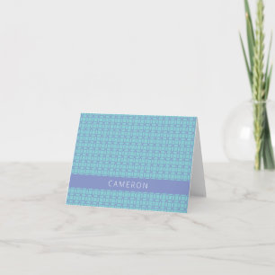 Mid Mod Line Art Pattern Light Blue Personalized  Note Card