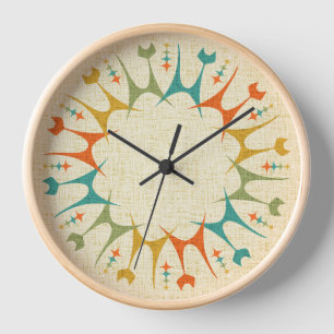 Mid Mod Meow on Tan ©studioxtine Clock