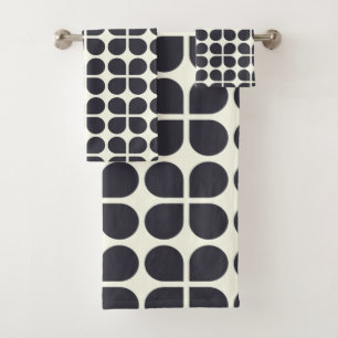Mid Mod Shapes Geometric Shapes in Black and White Bath Towel Set