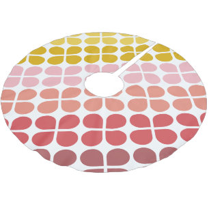 Mid Mod Shapes Geometric Shapes in Pink Yellow Brushed Polyester Tree Skirt