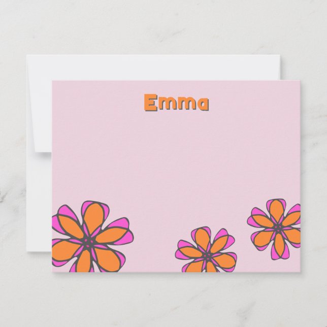 Mid Modern Floral Flat Note Card (Front)