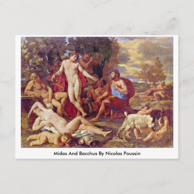 Midas And Bacchus By Nicolas Poussin Postcard (Front)